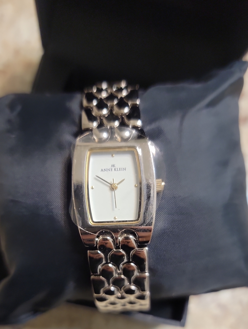 Anne Klein Silver and White Linked Bracelet Watch